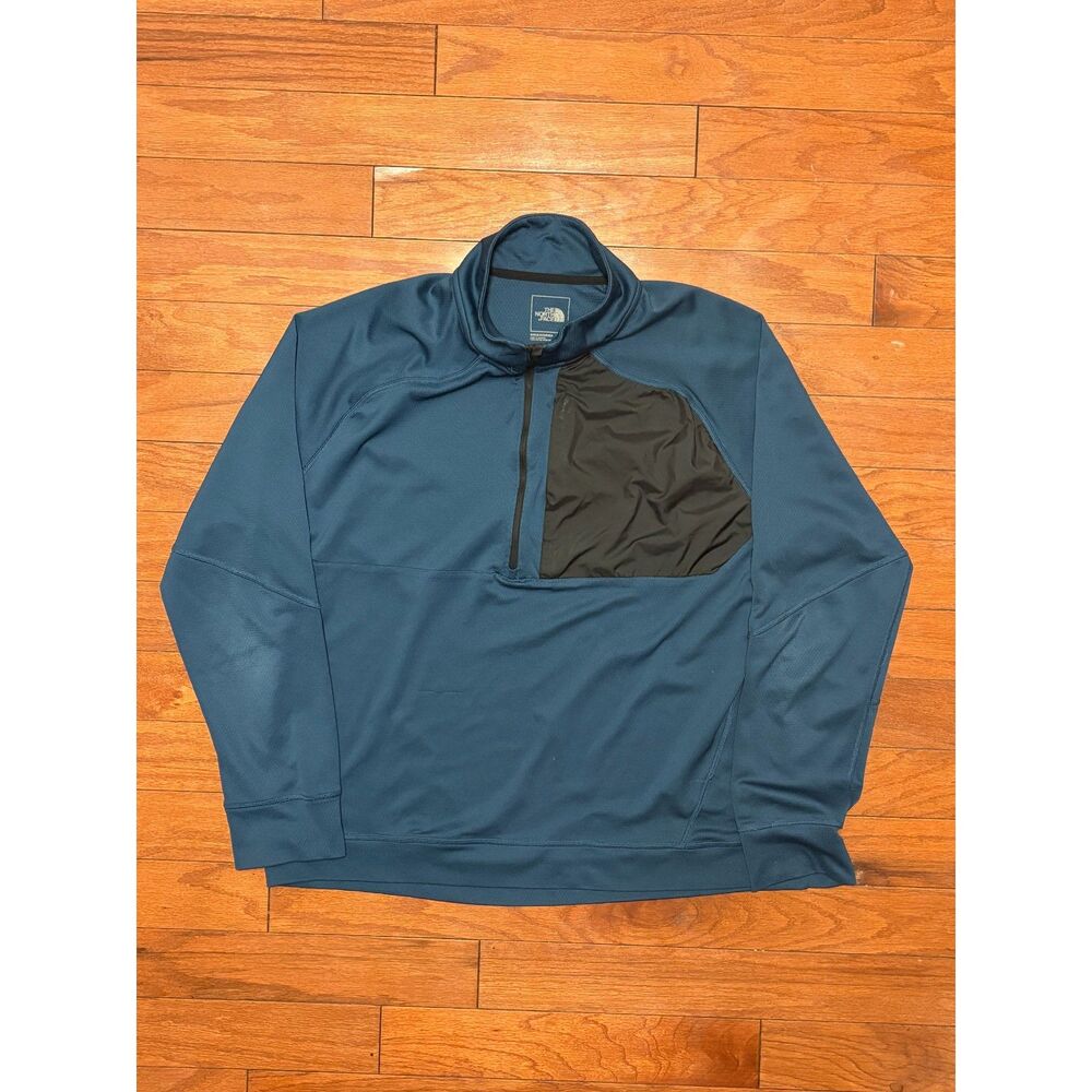 The North Face Half Zip Fleece Pullover Mens XL Blue Teal Nylon Chest Pocket